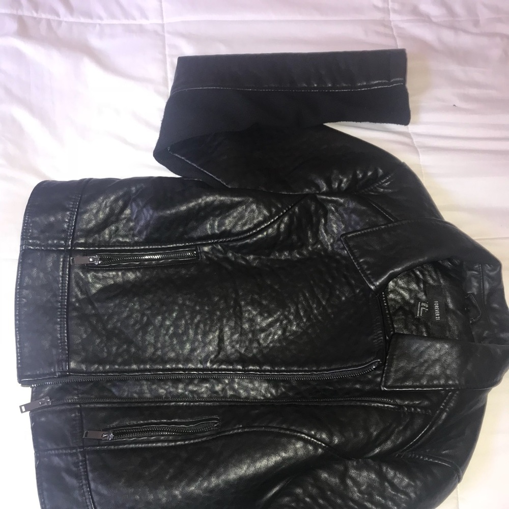 Black biker leather jacket